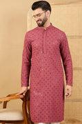 Red Viscose Rayon Solid Embroidered Straight Chikankari Kurta MKU1057