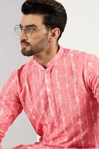 Peach Viscose Rayon Abstract Embroidered Chikankari Straight Kurta MKU1064