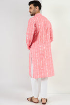 Peach Viscose Rayon Abstract Embroidered Chikankari Straight Kurta MKU1064