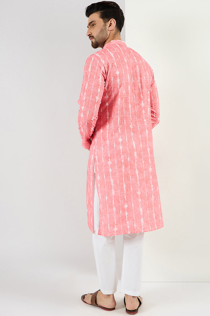Peach Viscose Rayon Abstract Embroidered Chikankari Straight Kurta MKU1064