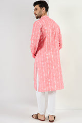 Peach Viscose Rayon Abstract Embroidered Chikankari Straight Kurta MKU1064