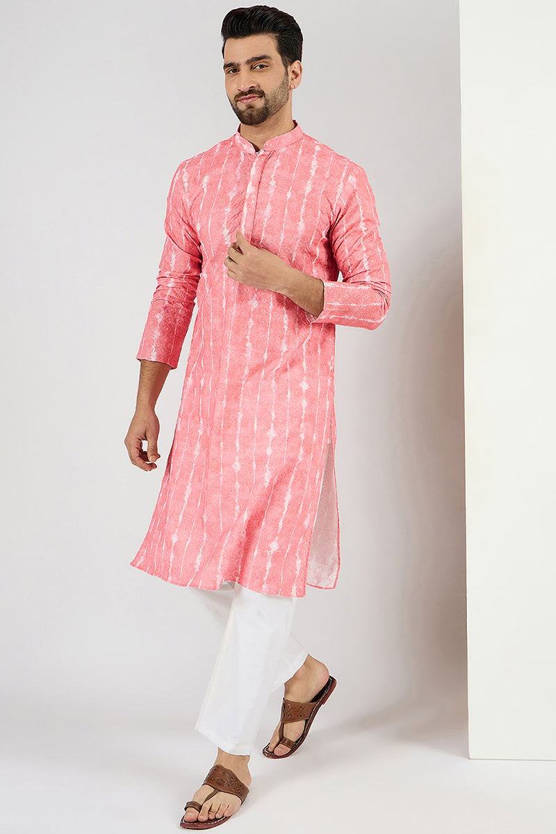 Peach Viscose Rayon Abstract Embroidered Chikankari Straight Kurta MKU1064