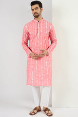 Peach Viscose Rayon Abstract Embroidered Chikankari Straight Kurta MKU1064
