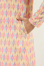 Yellow Viscose Rayon Abstract Embroidered Chikankari Straight Kurta MKU1066