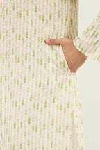 Men Cream Viscose Rayon Striped Embroidered Chikankari Straight Kurta MKU1072