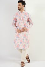 Men Off White Viscose Rayon Abstract Embroidered Chikankari Straight Kurta MKU1082