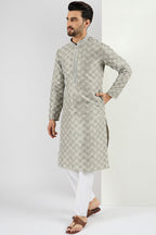 Men Green Viscose Rayon Solid Embroidered Chikankari Straight Kurta MKU1090