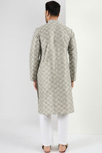 Men Green Viscose Rayon Solid Embroidered Chikankari Straight Kurta MKU1090