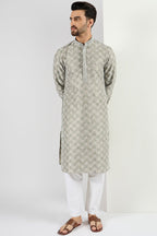 Men Green Viscose Rayon Solid Embroidered Chikankari Straight Kurta MKU1090