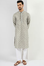 Men Green Viscose Rayon Solid Embroidered Chikankari Straight Kurta MKU1090