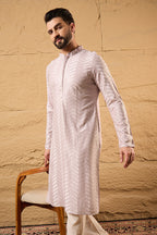 Lavender Viscose Rayon Solid Embroidered Straight Ethnic Kurta HOPMKU1101