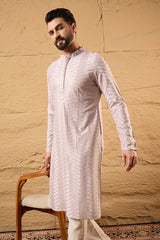 Lavender Viscose Rayon Solid Embroidered Straight Ethnic Kurta HOPMKU1101