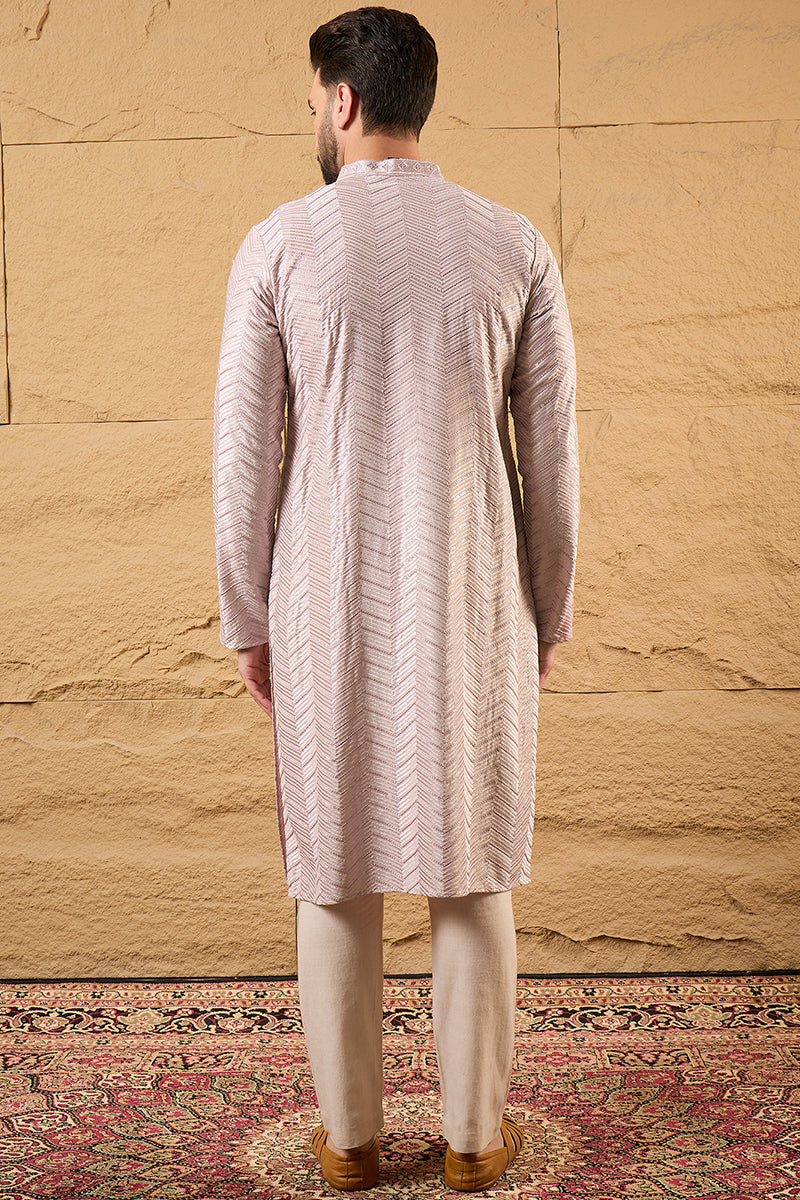 Lavender Viscose Rayon Solid Embroidered Straight Ethnic Kurta HOPMKU1101