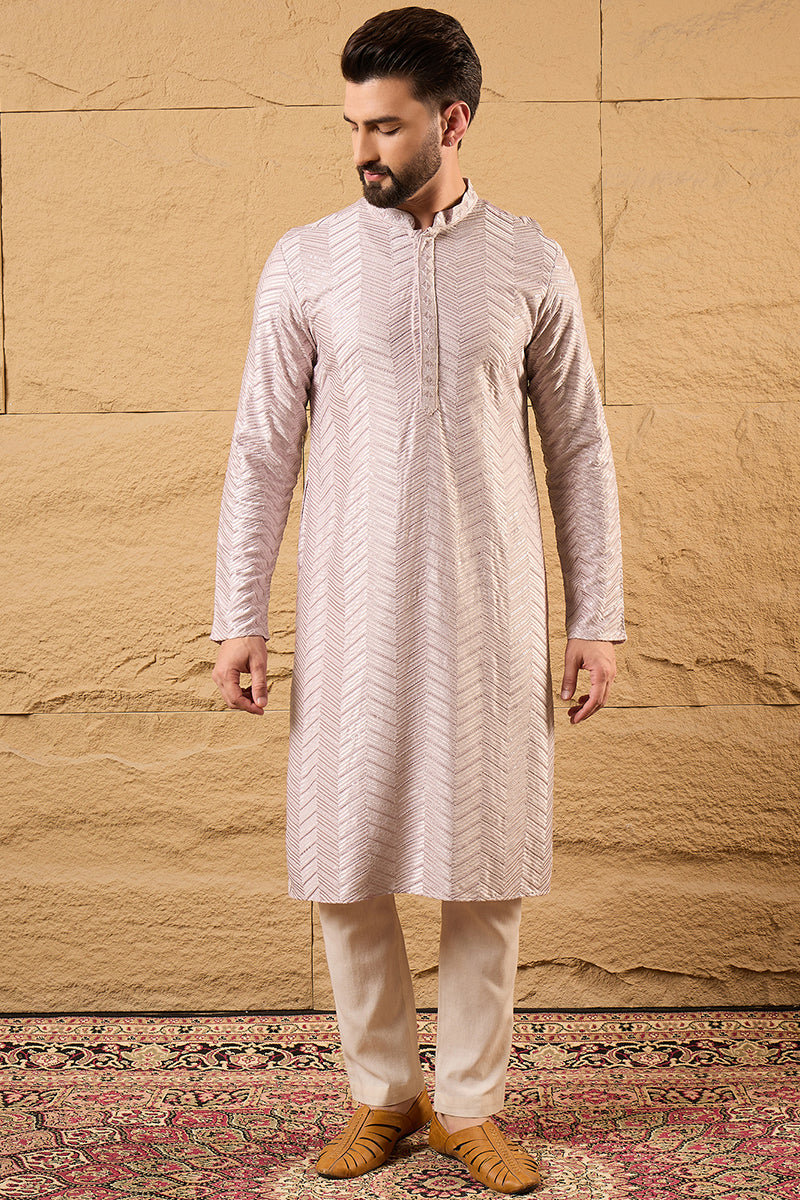 Lavender Viscose Rayon Solid Embroidered Straight Ethnic Kurta HOPMKU1101