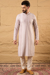 Lavender Viscose Rayon Solid Embroidered Straight Ethnic Kurta HOPMKU1101