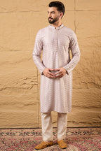 Lavender Viscose Rayon Solid Embroidered Straight Ethnic Kurta HOPMKU1101