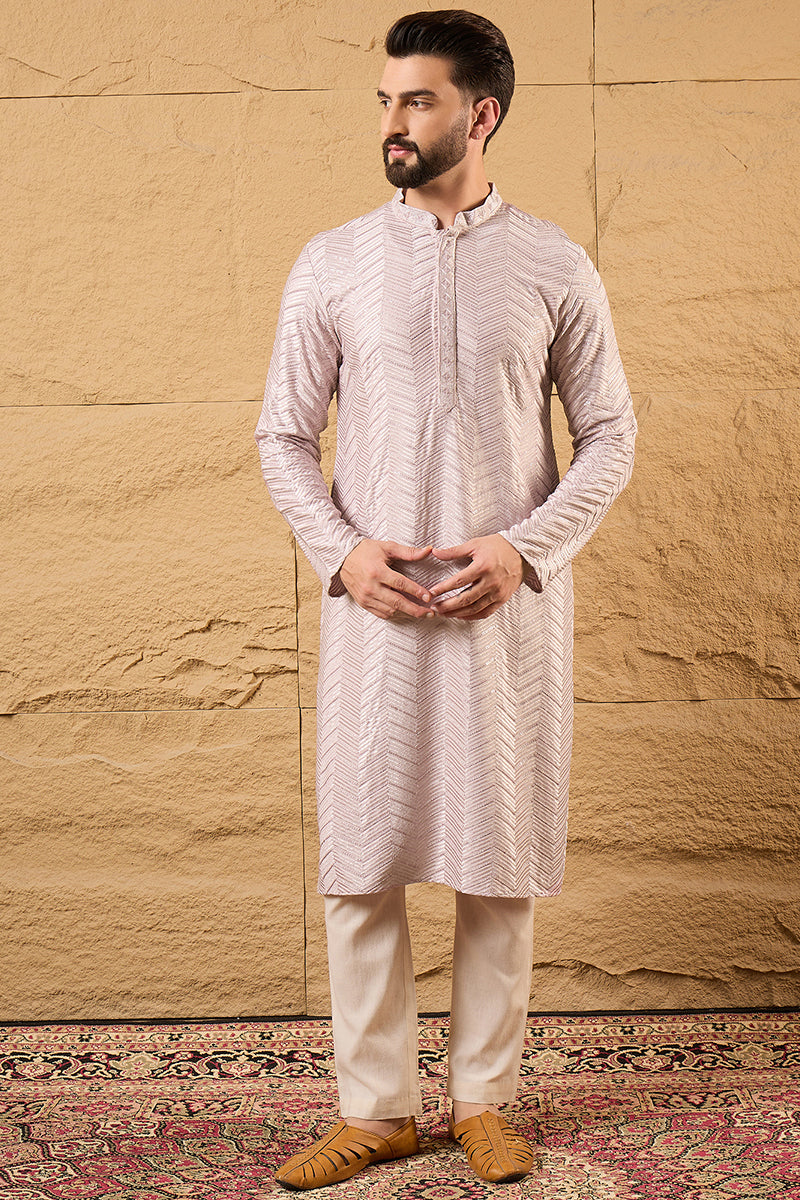 Lavender Viscose Rayon Solid Embroidered Straight Ethnic Kurta HOPMKU1101