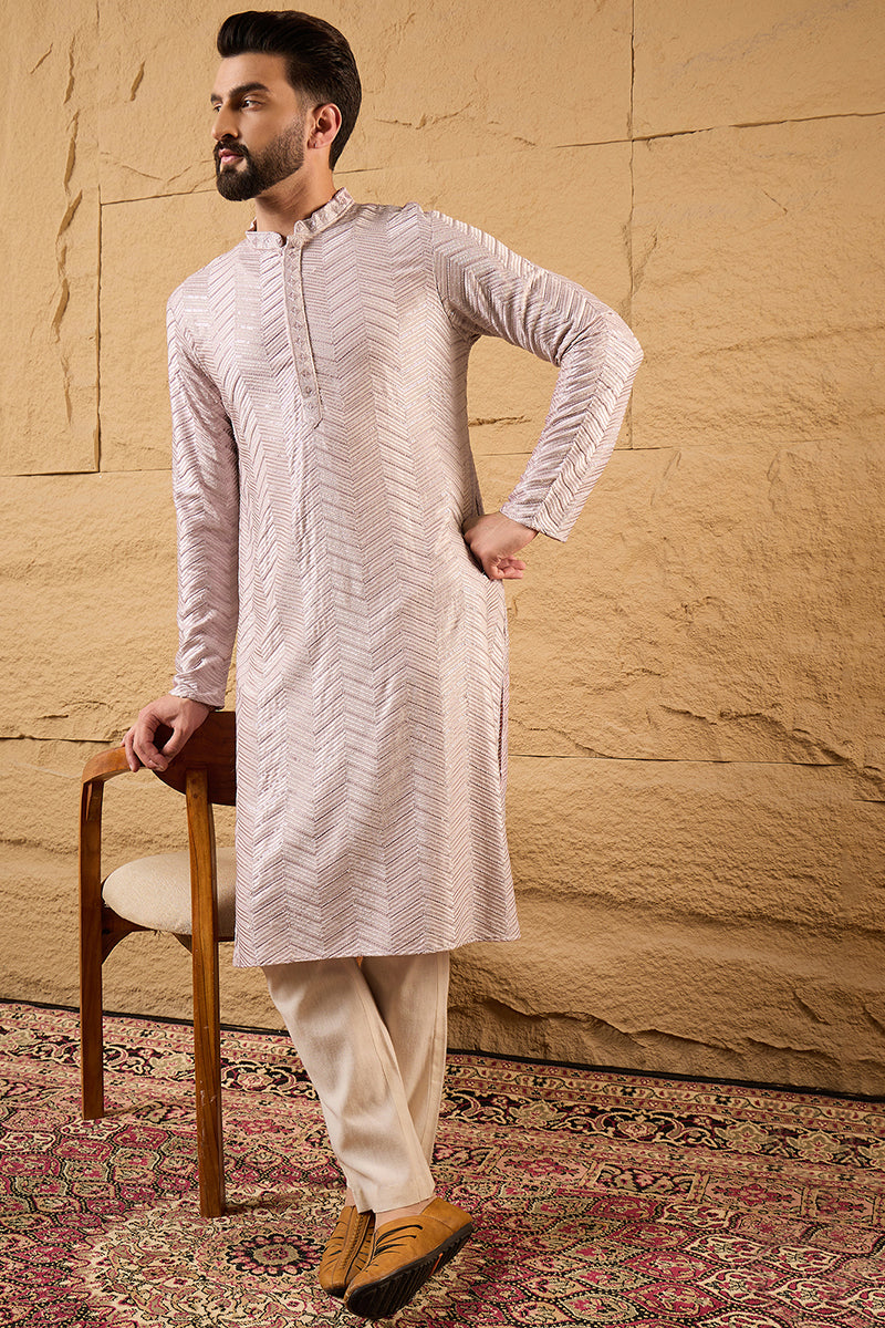 Lavender Viscose Rayon Solid Embroidered Straight Ethnic Kurta HOPMKU1101