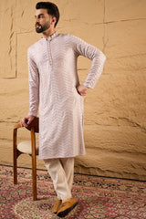 Lavender Viscose Rayon Solid Embroidered Straight Ethnic Kurta HOPMKU1101