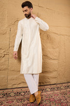 Off White Viscose Rayon Solid Embroidered Straight Ethnic Kurta HOPMKU1102