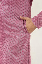 Pink Viscose Rayon Solid Embroidered Straight Kurta For Men MKU1103