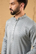 Grey Viscose Rayon Solid Embroidered Straight Ethnic Kurta HOPMKU1106