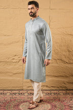 Grey Viscose Rayon Solid Embroidered Straight Ethnic Kurta HOPMKU1106