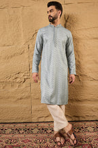 Grey Viscose Rayon Solid Embroidered Straight Ethnic Kurta HOPMKU1106