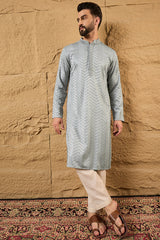 Grey Viscose Rayon Solid Embroidered Straight Ethnic Kurta HOPMKU1106