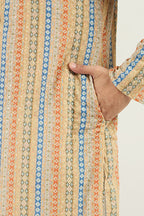 Men Yellow Viscose Rayon Geometric Embroidered Chikankari Straight Kurta MKU1117