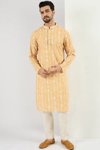 Yellow Viscose Rayon Abstract Embroidered Chikankari Straight Kurta MKU1119