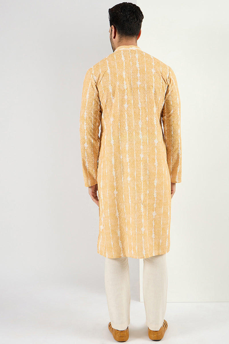 Yellow Viscose Rayon Abstract Embroidered Chikankari Straight Kurta MKU1119