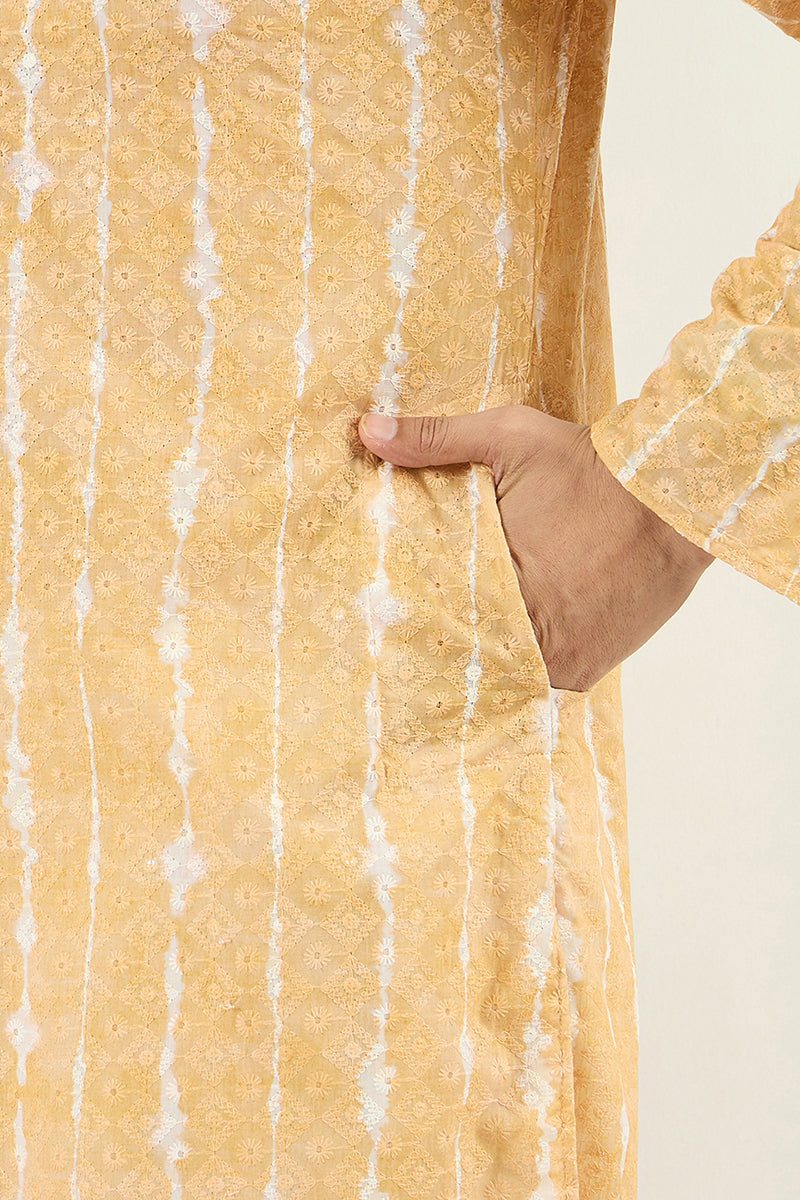 Yellow Viscose Rayon Abstract Embroidered Chikankari Straight Kurta MKU1119