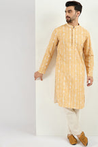 Yellow Viscose Rayon Abstract Embroidered Chikankari Straight Kurta MKU1119