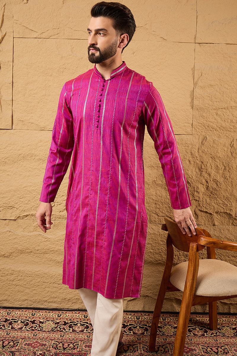 Pink Pure Cotton Embroidered Straight Kurta HOPMKU1120