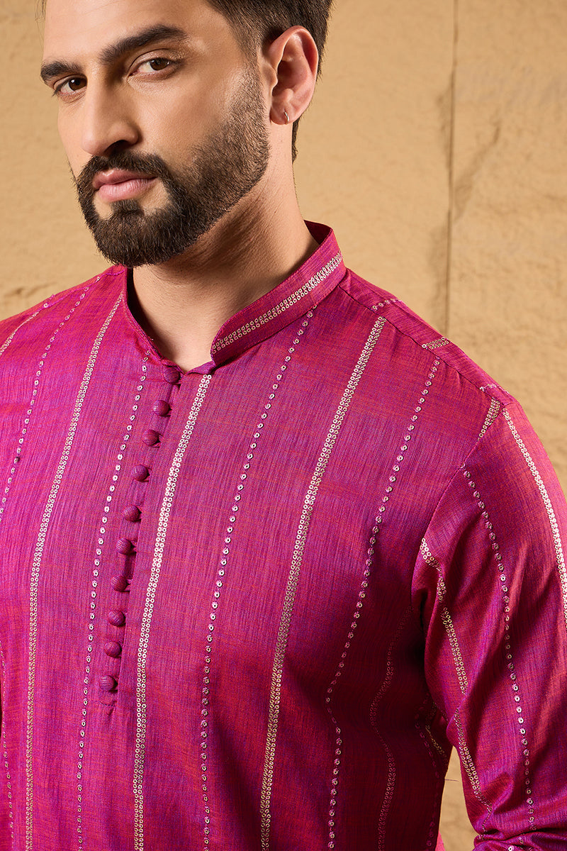 Pink Pure Cotton Embroidered Straight Kurta HOPMKU1120