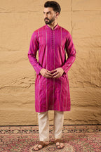 Pink Pure Cotton Embroidered Straight Kurta HOPMKU1120