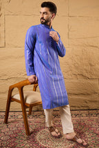 Blue Pure Cotton Embroidered Straight Kurta HOPMKU1123