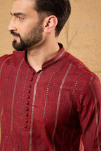 Maroon Cotton Solid Embroidered Sequins Straight Kurta HOPMKU1124
