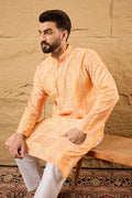 Orange Viscose Rayon Abstract Embroidered Chikankari Straight Kurta HOPMKU1125