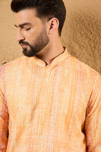 Orange Viscose Rayon Abstract Embroidered Chikankari Straight Kurta HOPMKU1125