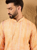 Men Orange Viscose Rayon Abstract Embroidered Straight Kurta-MKU1125