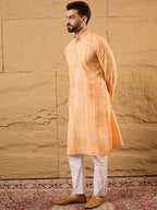 Men Orange Viscose Rayon Abstract Embroidered Straight Kurta-MKU1125