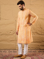 Men Orange Viscose Rayon Abstract Embroidered Straight Kurta-MKU1125