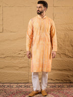 Men Orange Viscose Rayon Abstract Embroidered Straight Kurta-MKU1125