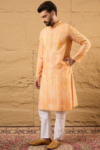 Orange Viscose Rayon Abstract Embroidered Chikankari Straight Kurta HOPMKU1125
