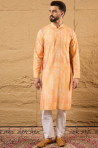 Orange Viscose Rayon Abstract Embroidered Chikankari Straight Kurta HOPMKU1125