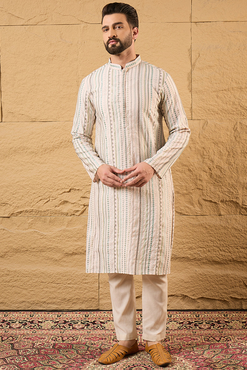 Pink Silk Embroidered Mandarin Collar Straight Kurta MKU1129
