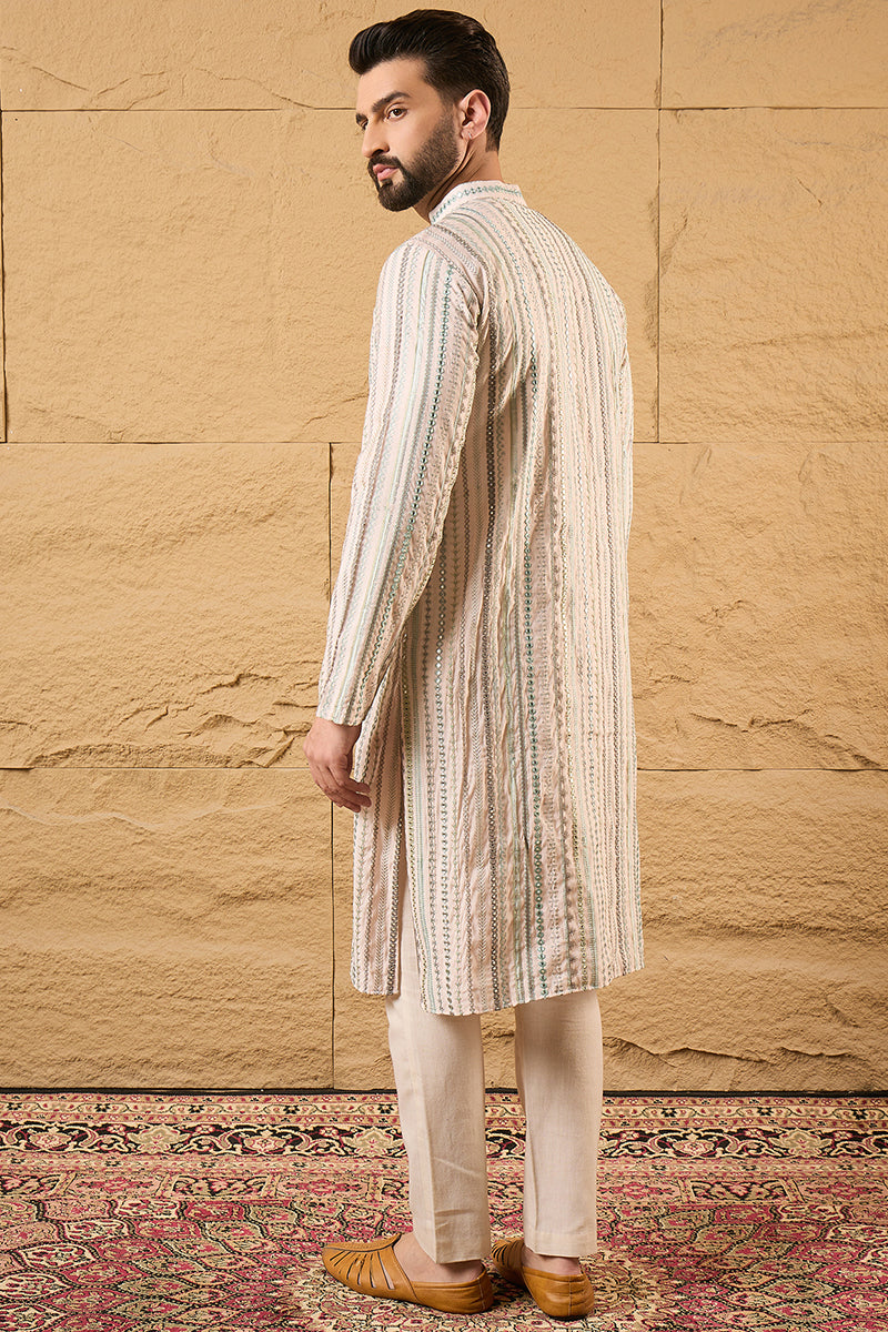Pink Silk Embroidered Mandarin Collar Straight Kurta MKU1129