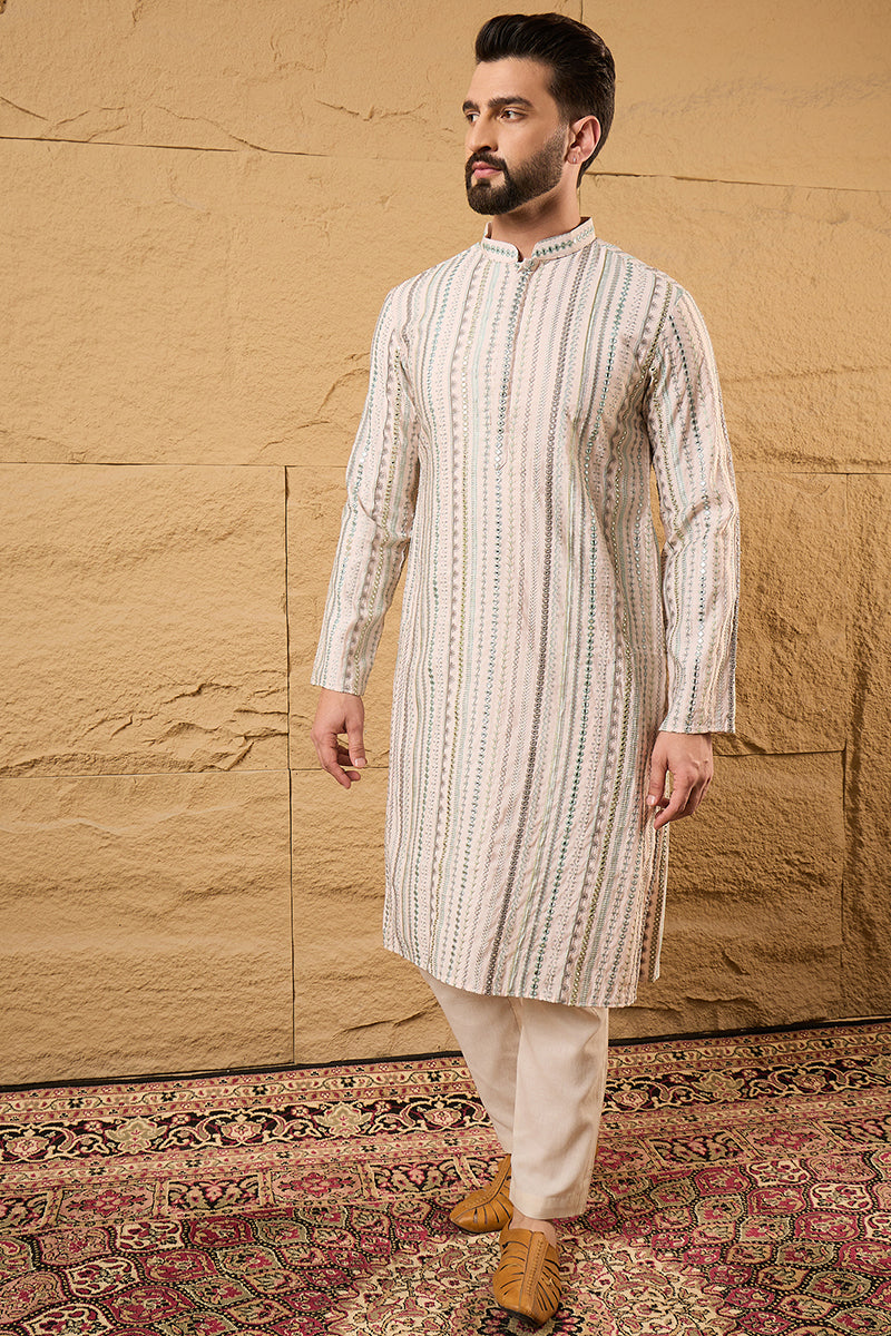 Pink Silk Embroidered Mandarin Collar Straight Kurta MKU1129